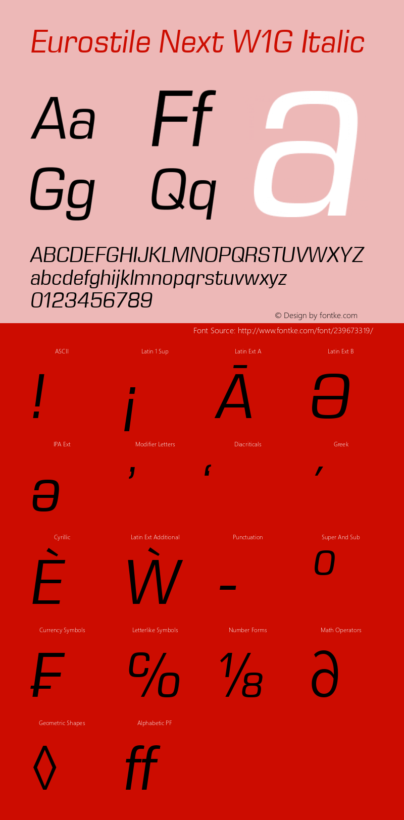 Eurostile Next W1G Italic Version 1.00图片样张