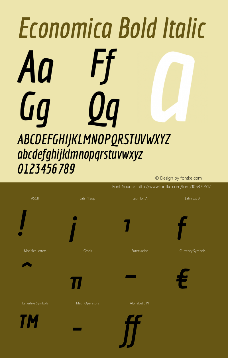 Economica Bold Italic Version 1.100图片样张