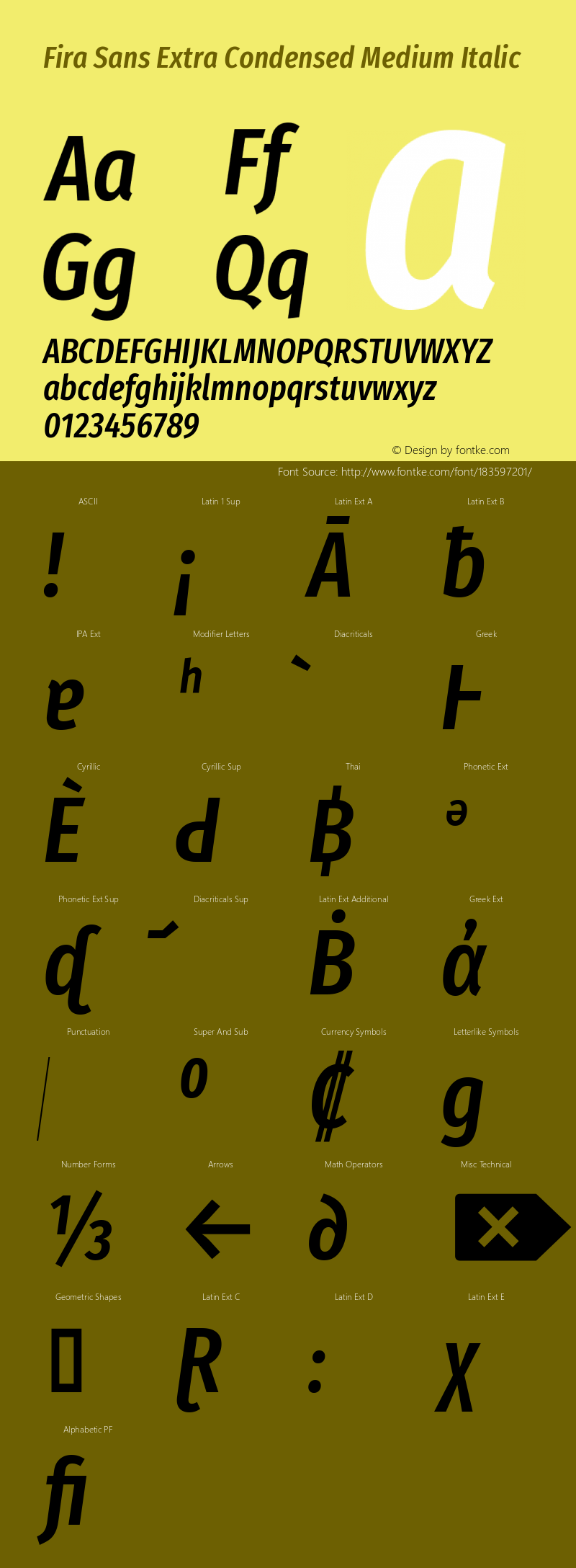 Fira Sans Extra Condensed Medium Italic Version 4.203图片样张