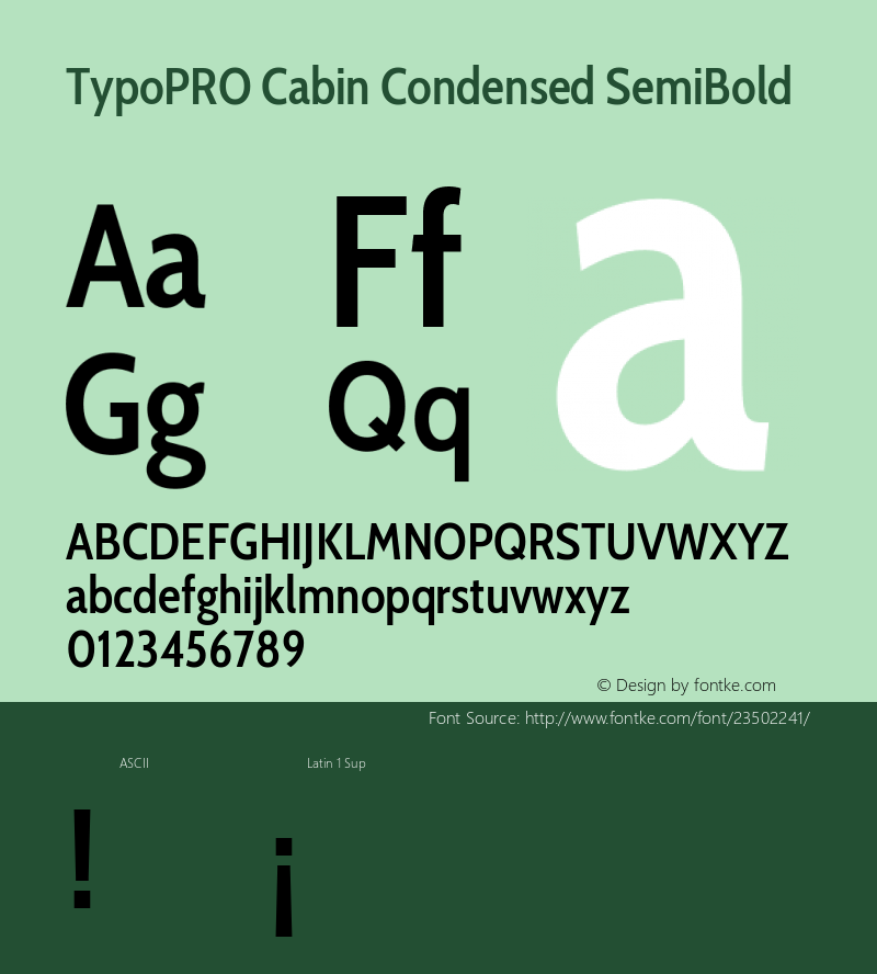 TypoPRO Cabin Condensed SemiBold Version 2.200;PS 002.200;hotconv 1.0.88;makeotf.lib2.5.64775图片样张