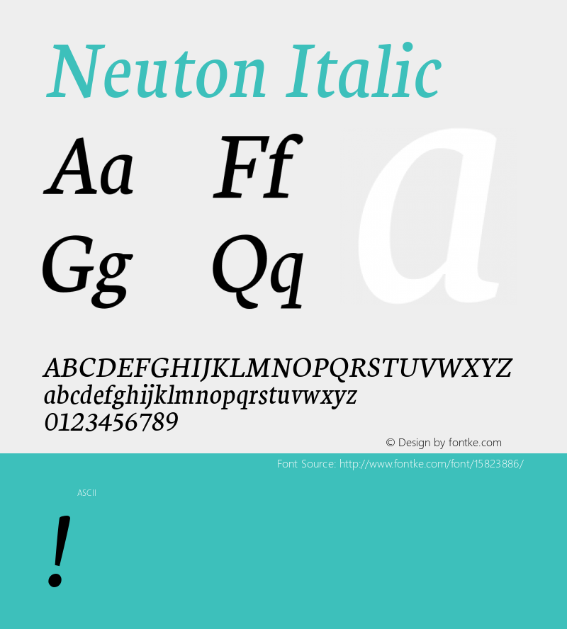 Neuton Italic Version 1.32 ; ttfautohint (v1.4.1)图片样张