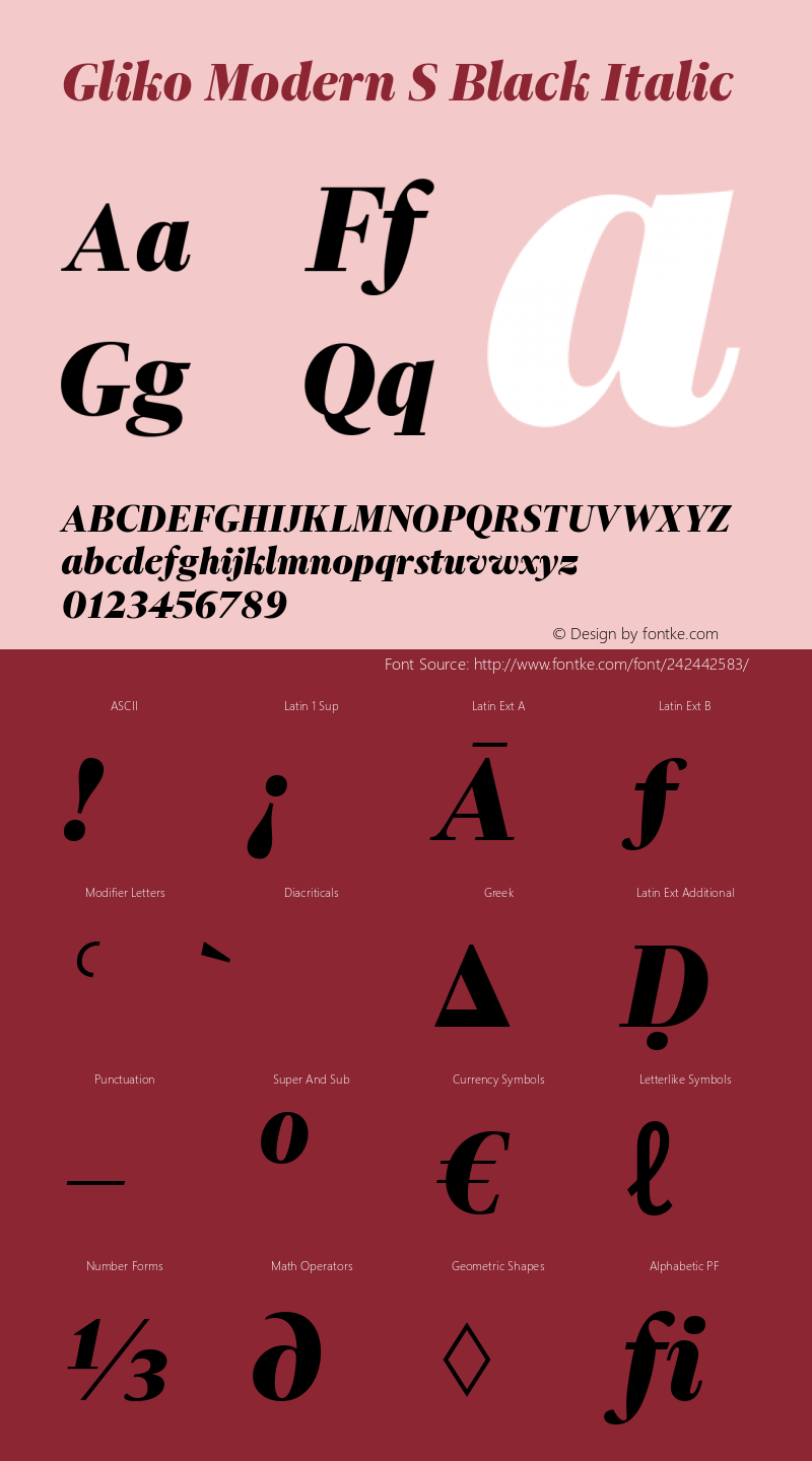 Gliko Modern S Black Italic Version 2.001图片样张