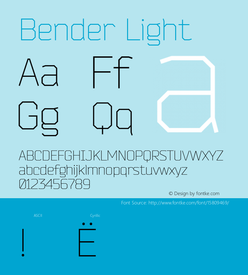 Bender Light Version 1.000 2009 initial release; ttfautohint (v1.4.1)图片样张