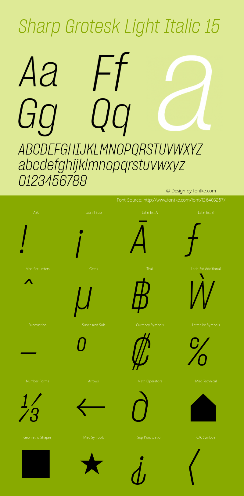 Sharp Grotesk Light Italic 15 Version 1.003图片样张