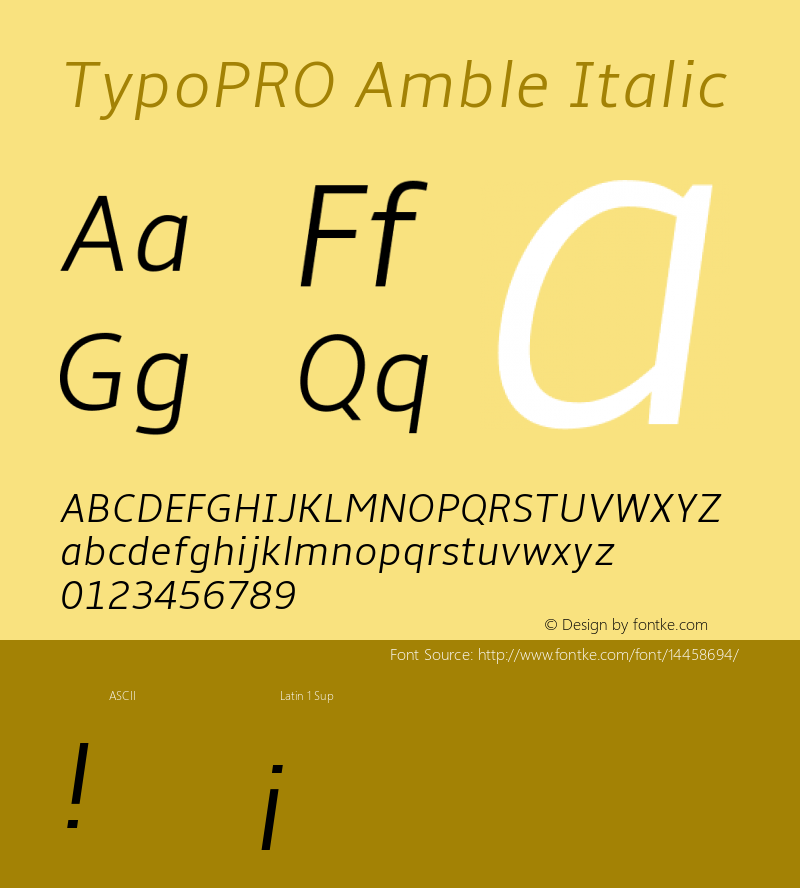 TypoPRO Amble Italic Version 1.00000; 2009图片样张