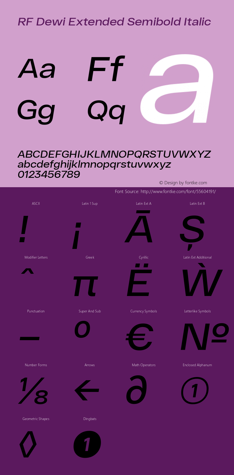 RF Dewi Extended Semibold Italic Version 1.000;PS 001.000;hotconv 1.0.88;makeotf.lib2.5.64775图片样张