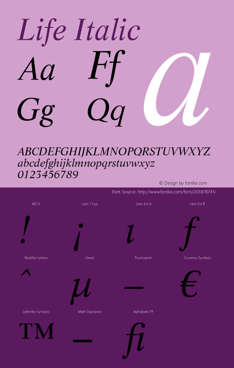 Life-Italic OTF 1.0;PS 001.001;Core 1.0.22图片样张