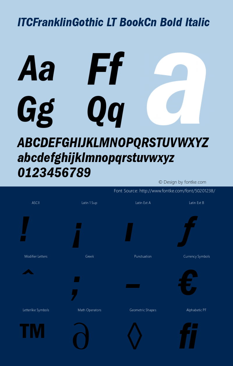 ITC Franklin Gothic LT Demi Condensed Italic Version 6.1; 2002图片样张