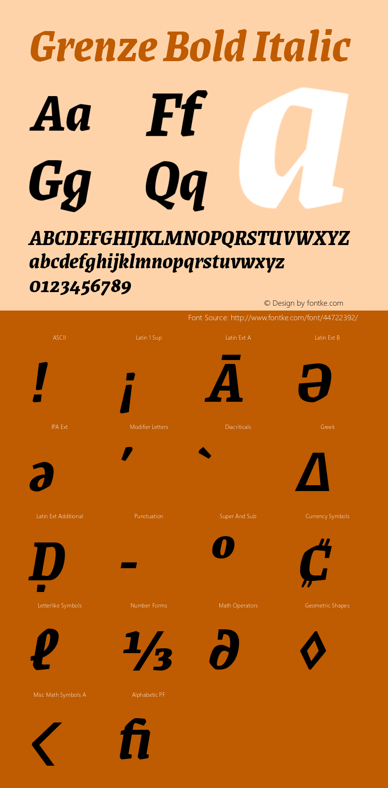 Grenze Bold Italic Version 1.002; ttfautohint (v1.8)图片样张