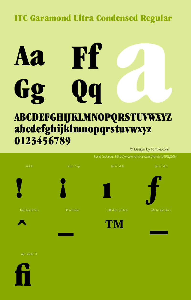 ITC Garamond Ultra Condensed Regular 2.0-1.0图片样张