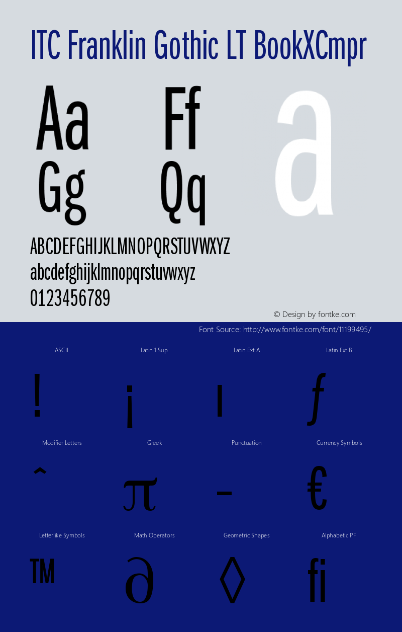 ITC Franklin Gothic LT BookXCmpr Version 006.000图片样张