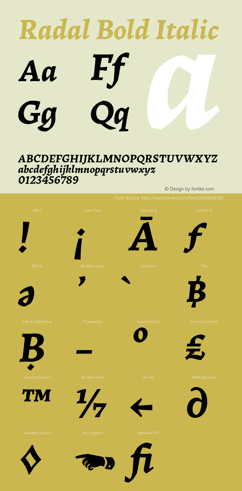 Radal Bold Italic Version 1.003;PS 001.003;hotconv 1.0.88;makeotf.lib2.5.64775图片样张