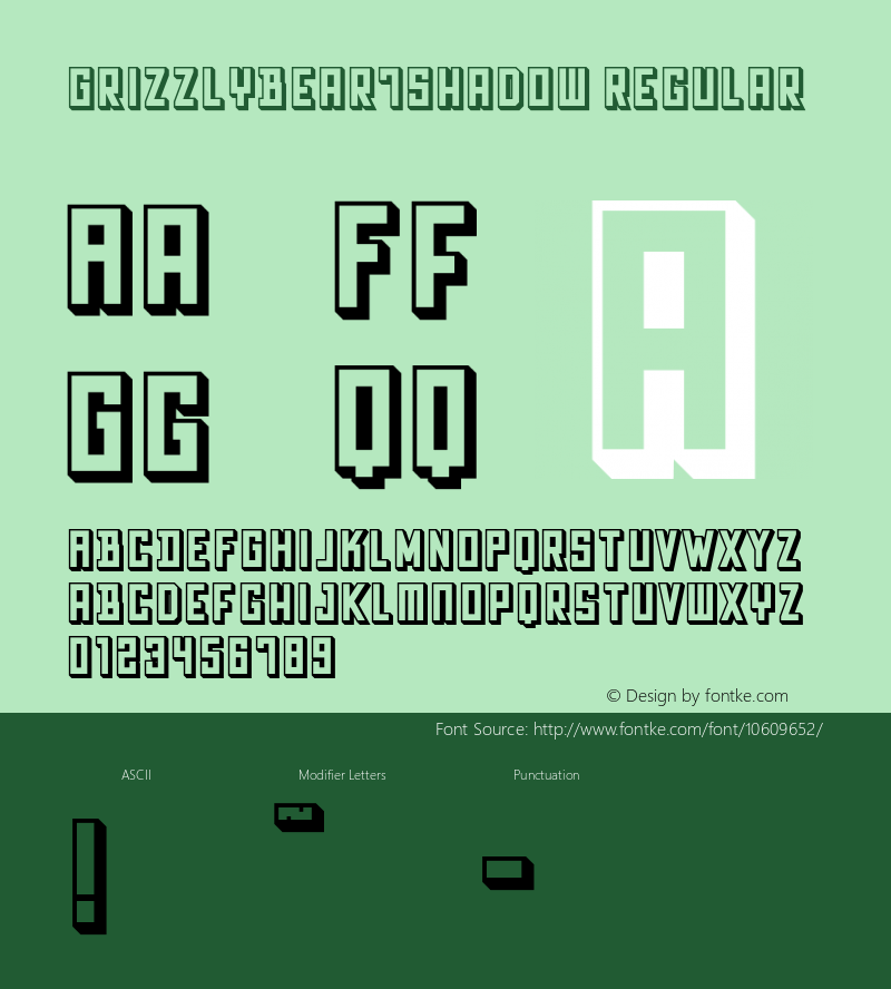 GrizzlyBear7Shadow Regular Version 001.001 ;com.myfonts.matchandkerosene.grizzly-bear.shadow.wfkit2.3CHY图片样张