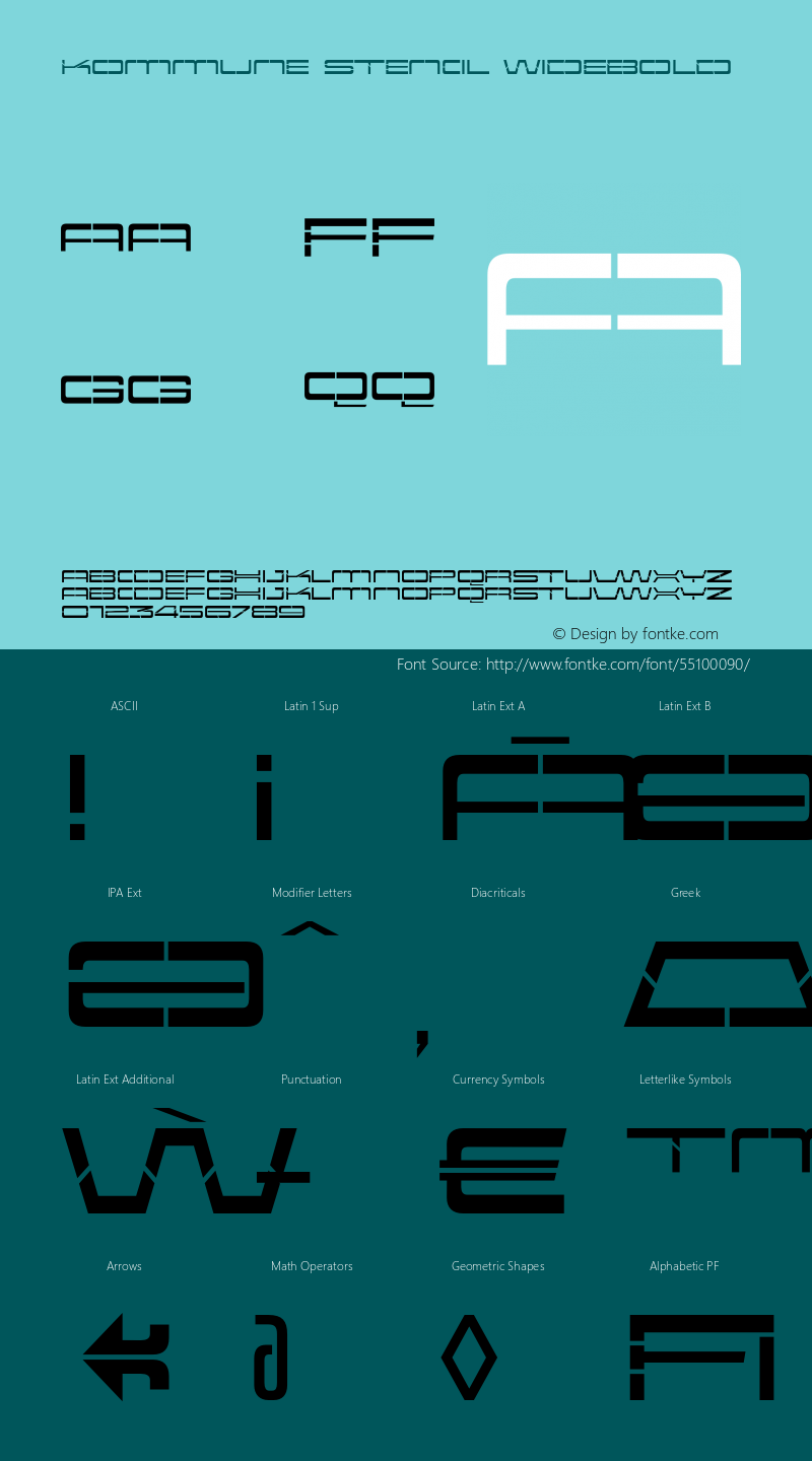 KommuneStencil-WideBold Version 1.000;hotconv 1.0.109;makeotfexe 2.5.65596图片样张