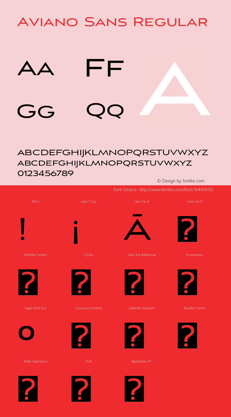 Aviano Sans Regular Version 1.000 2014 initial release图片样张