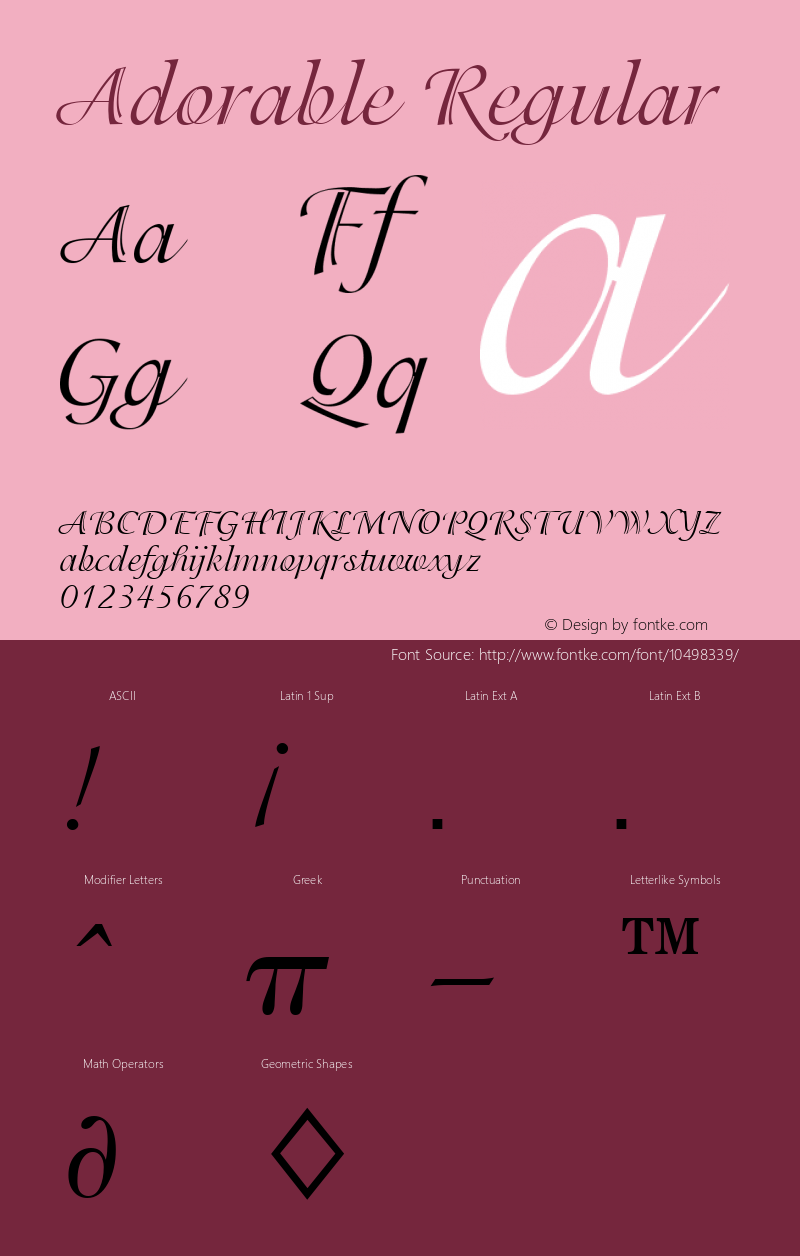 Adorable Regular Font Version 2.6; Converter Version 1.10图片样张