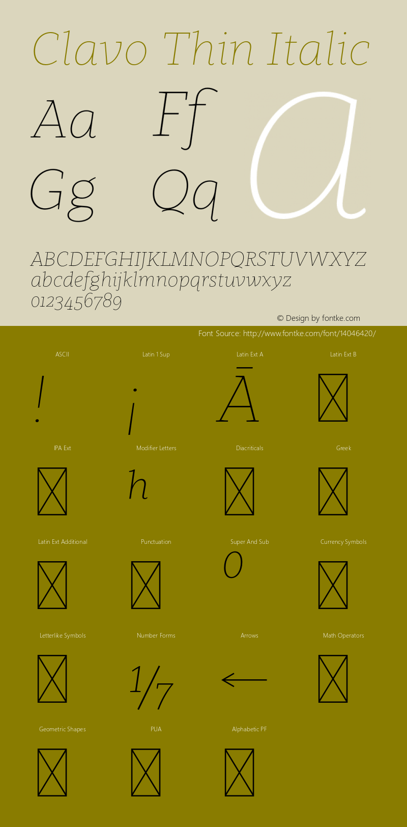 Clavo Thin Italic Version 1.002;PS 001.002;hotconv 1.0.70;makeotf.lib2.5.58329图片样张