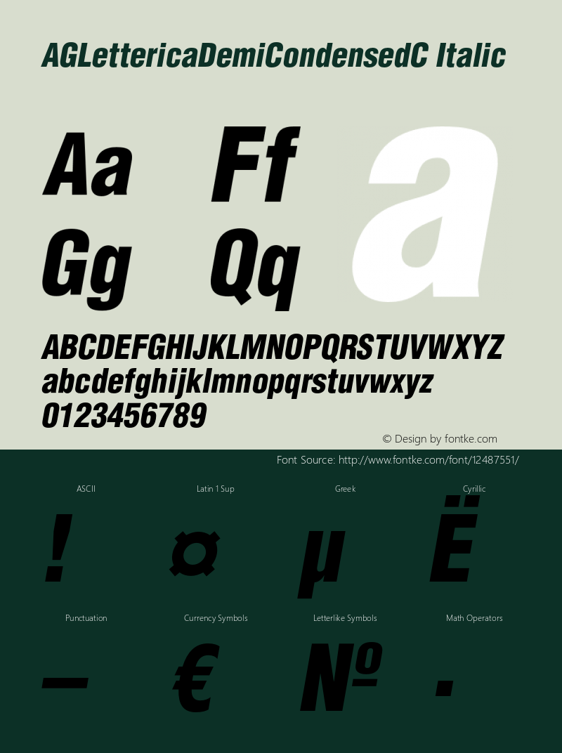 AGLettericaDemiCondensedC Italic OTF 1.0;PS 001.000;Core 116;AOCW 1.0 161图片样张