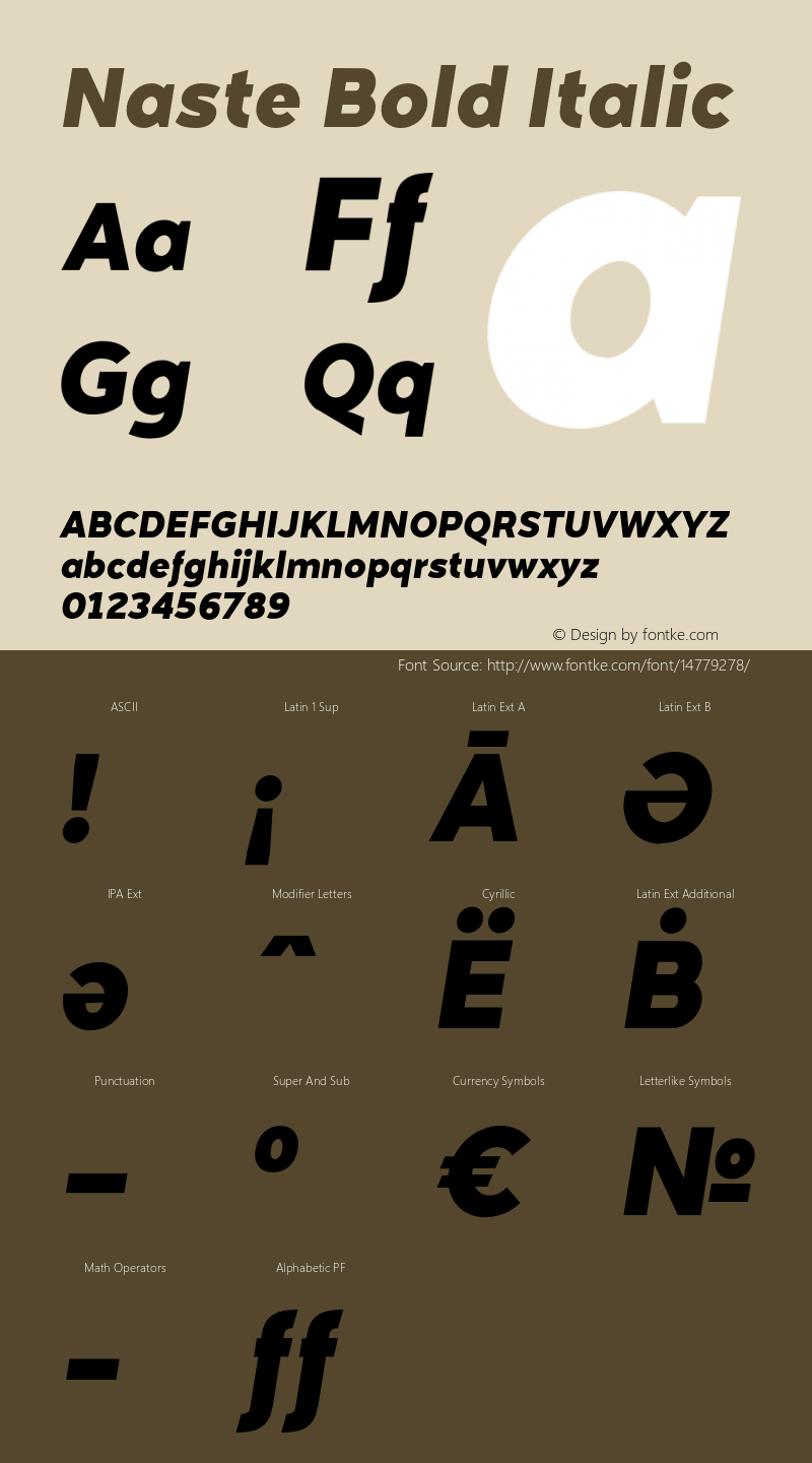 Naste Bold Italic Version 0.0图片样张