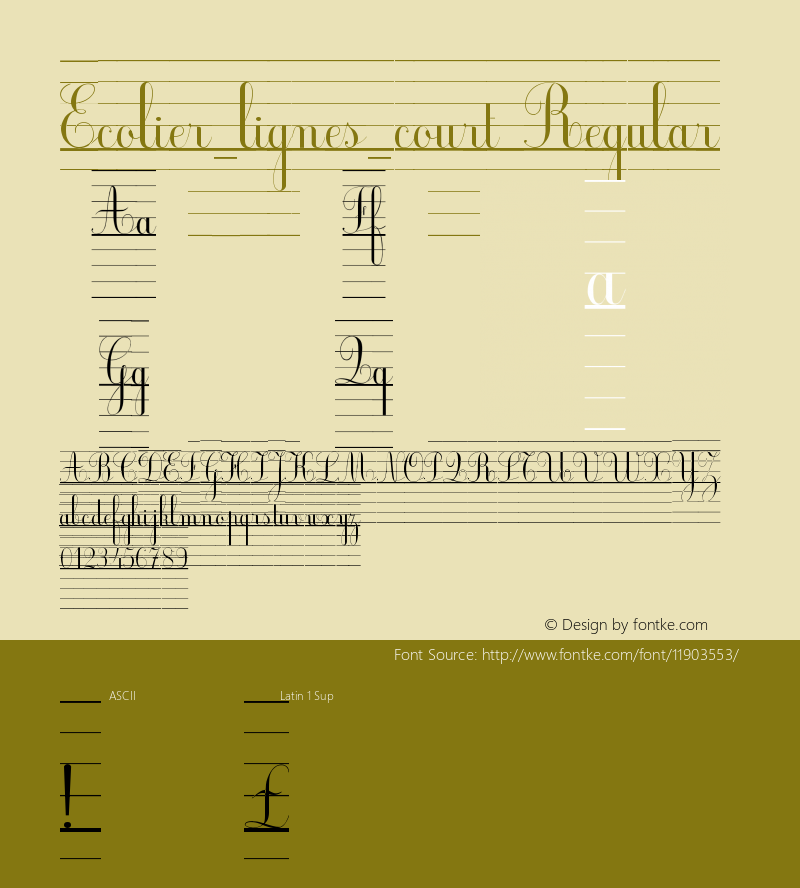 Ecolier_lignes_court Regular Version 1.00图片样张