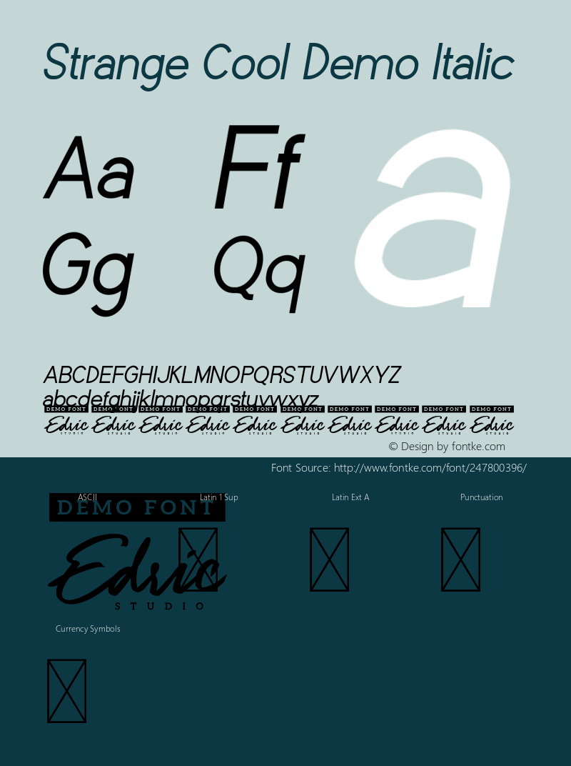 Strange Cool Demo Italic Version 1.002;Fontself Maker 3.5.4图片样张