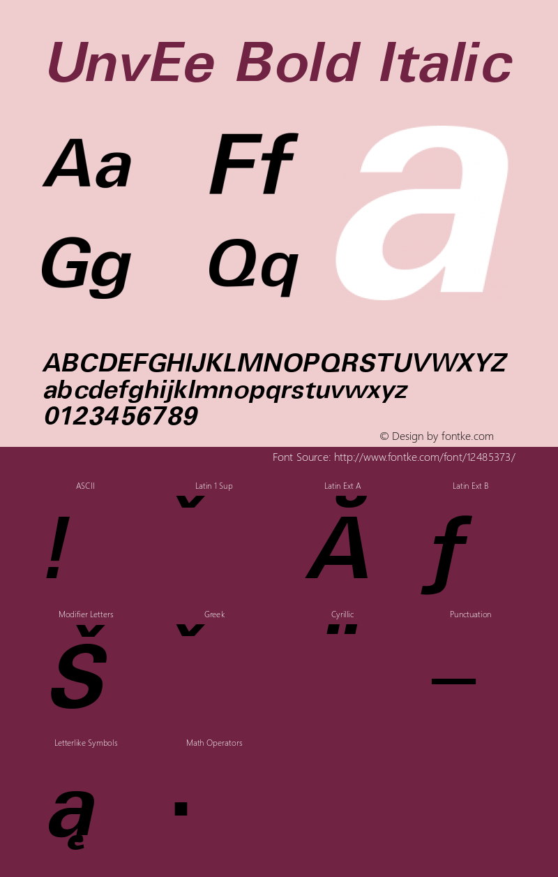 UnvEe Bold Italic Version 1.02图片样张