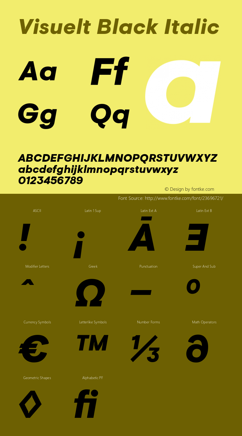 Visuelt Black Italic Version 2.000; ttfautohint (v1.5)图片样张