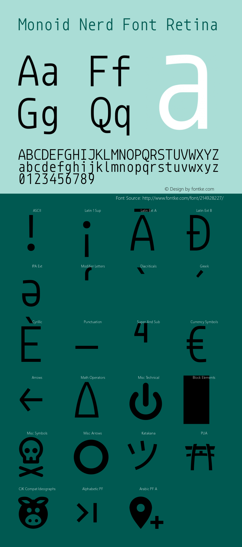 Monoid Retina Nerd Font Complete Version 0.62;Nerd Fonts 2.1.0图片样张