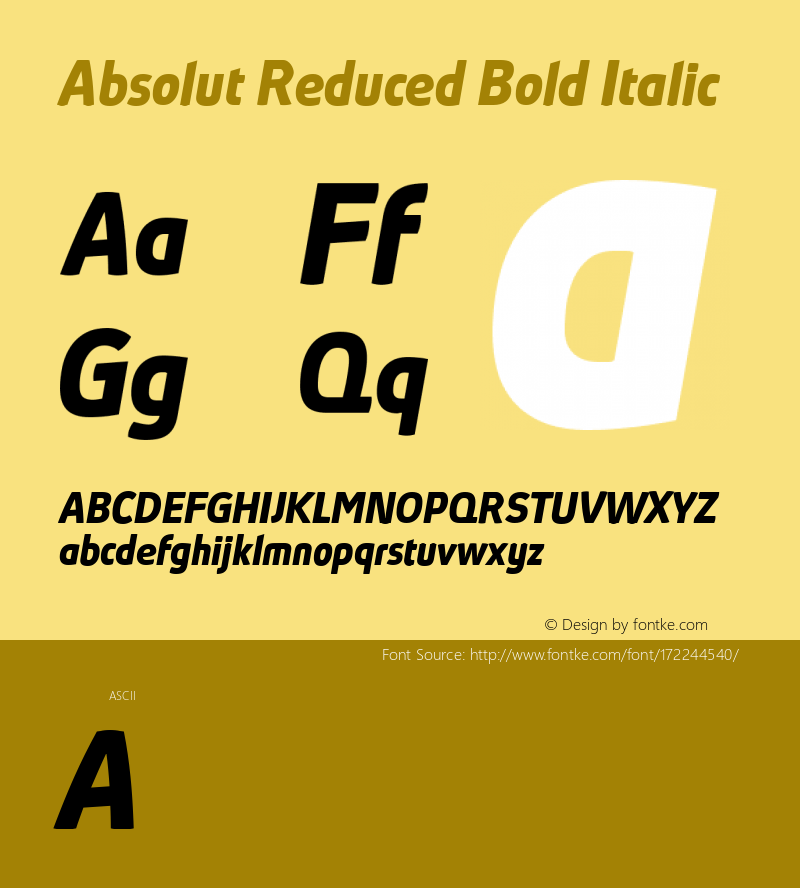 Absolut Reduced Bold Italic Version 6.000图片样张