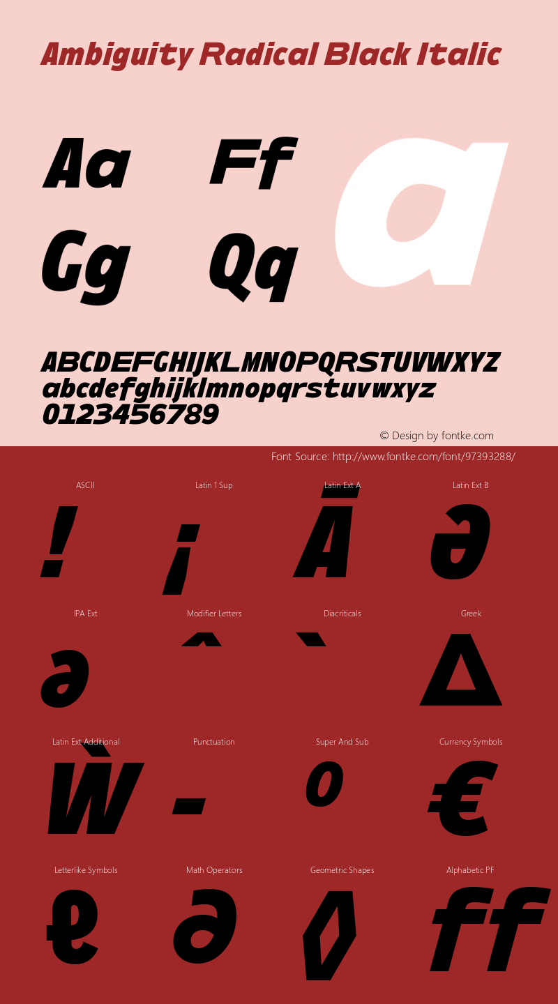 Ambiguity Radical Black Italic Version 1.00,图片样张