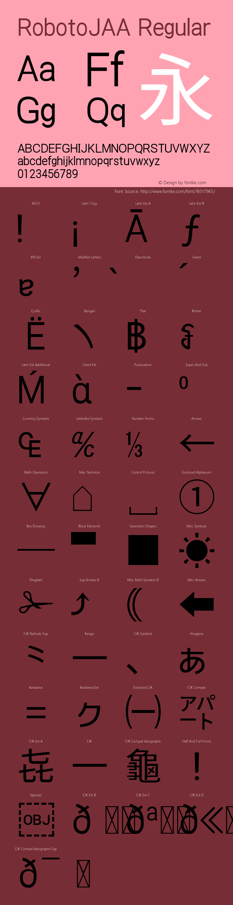 RobotoJAA Regular Version 2.05; 2016-11-05 ; ttfautohint (v1.5)图片样张