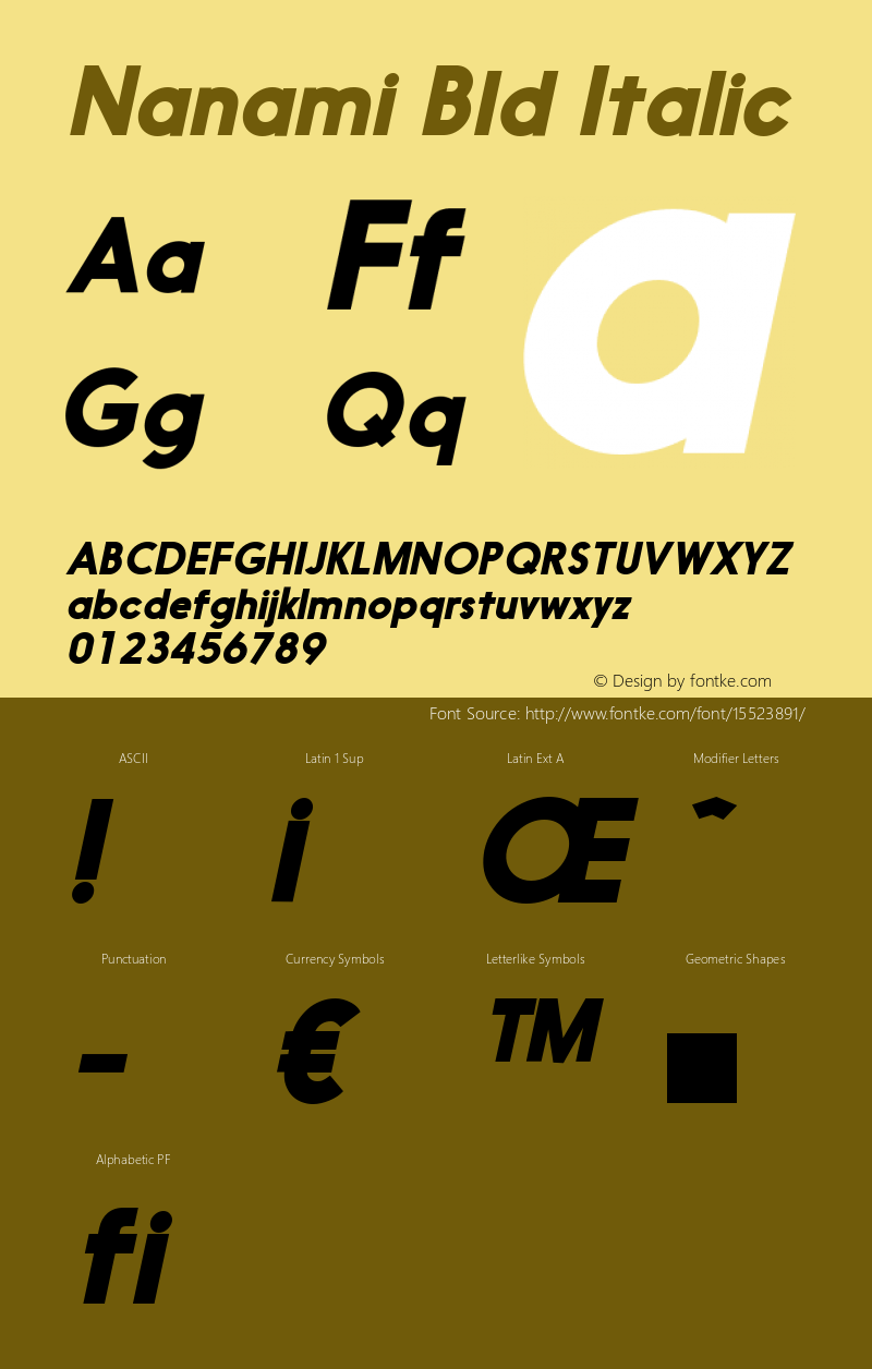 Nanami Bld Italic Version 1.003图片样张