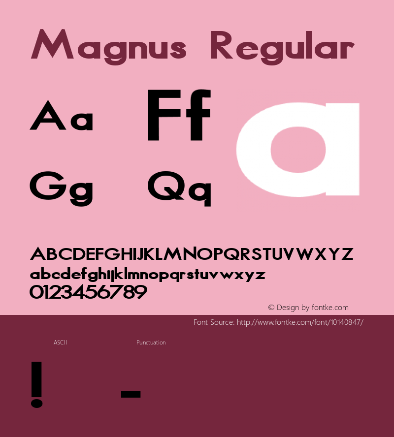 Magnus Regular Macromedia Fontographer 4.1 26/04/2005图片样张