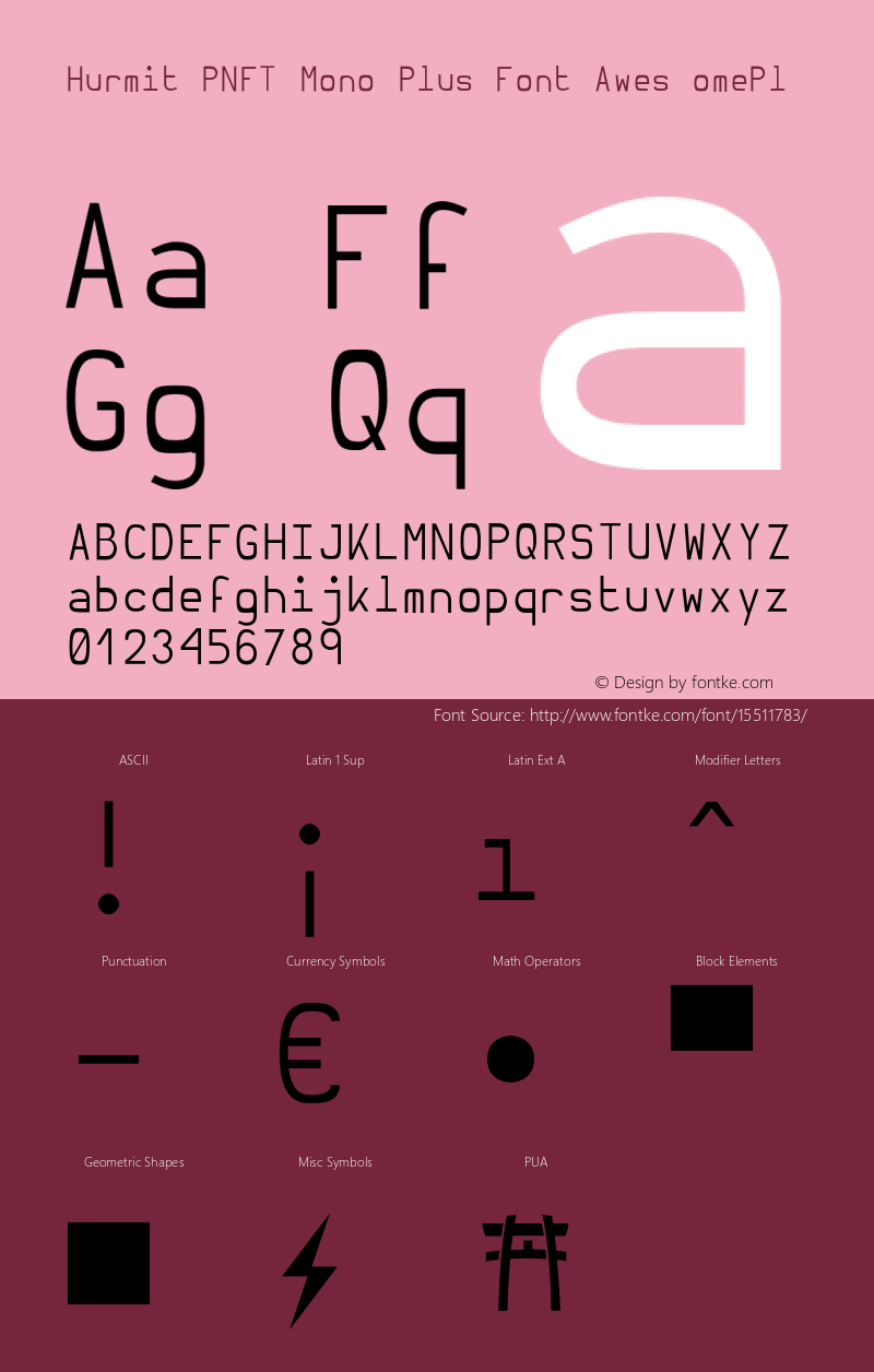 Hurmit PNFT Mono Plus Font Awes omePl Version 0.4.0图片样张