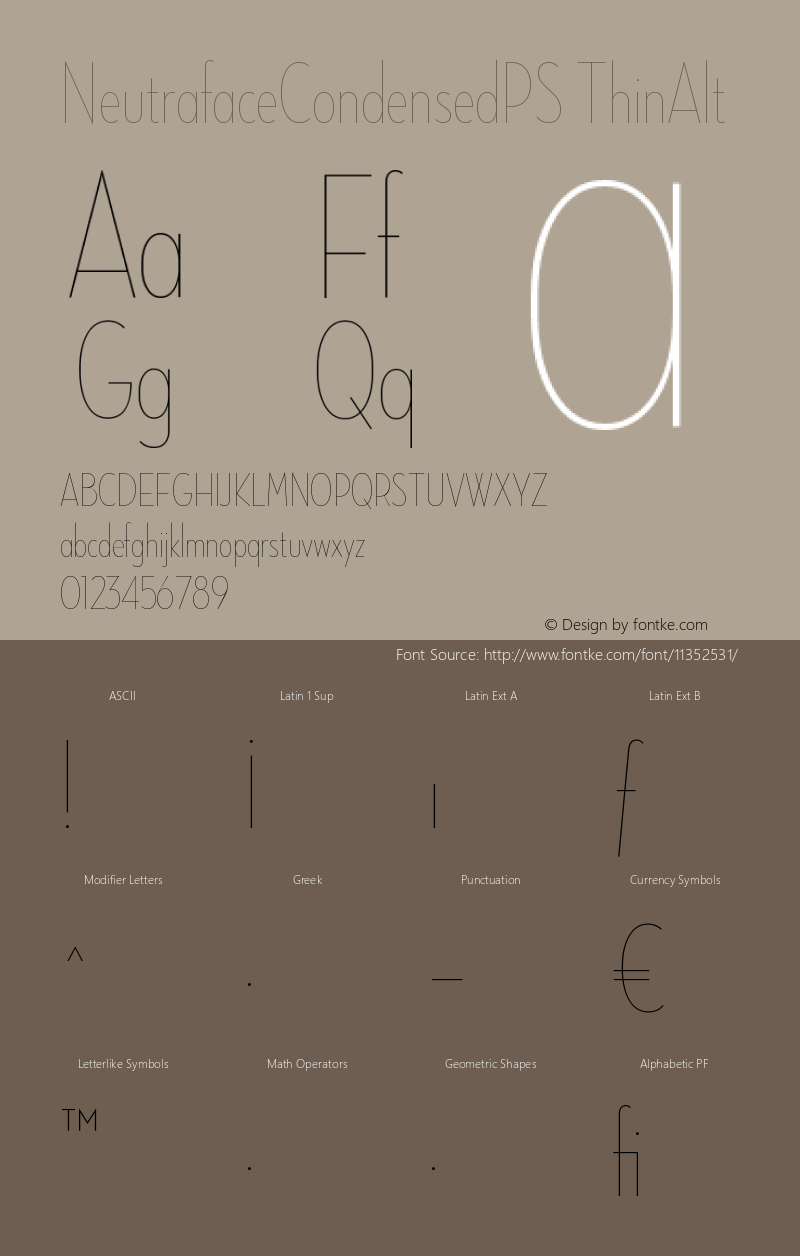 NeutrafaceCondensedPS ThinAlt Version 001.000图片样张