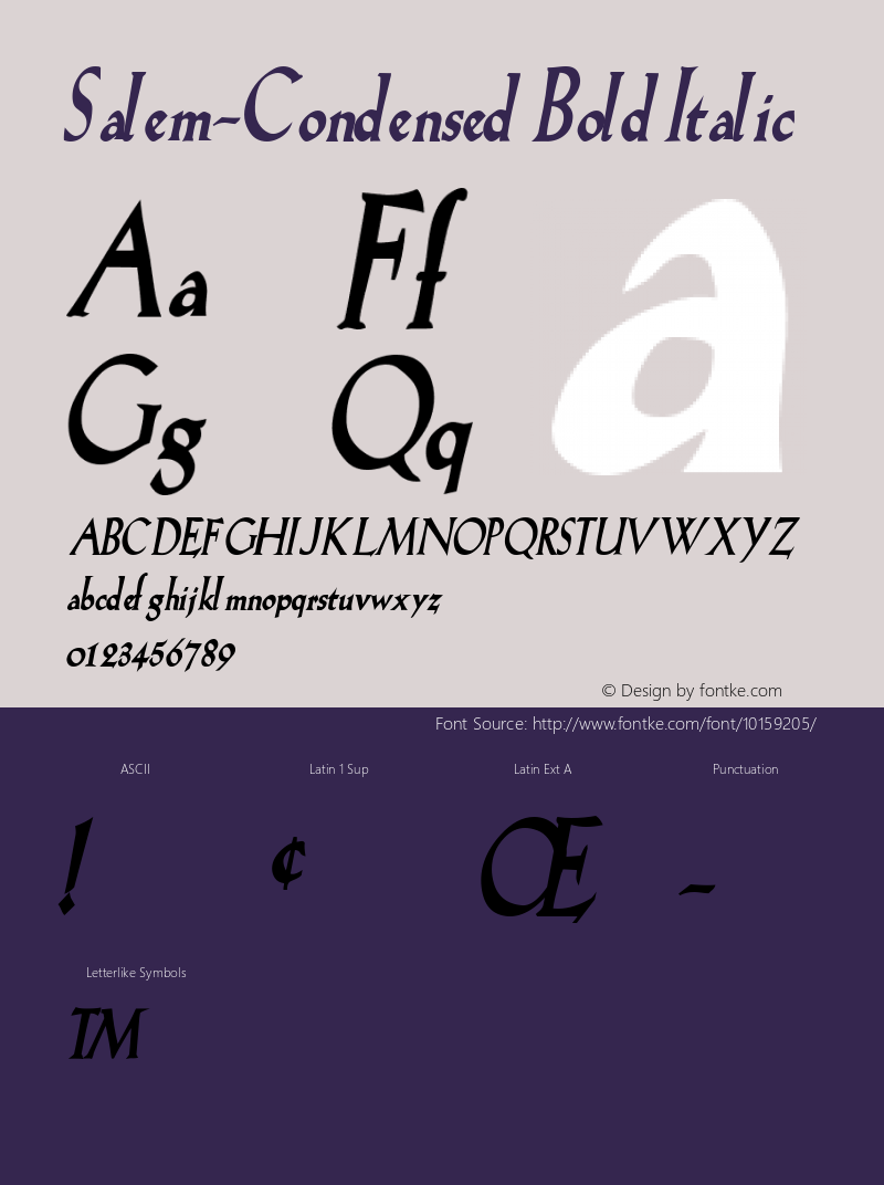 Salem-Condensed Bold Italic 1.0/1995: 2.0/2001图片样张