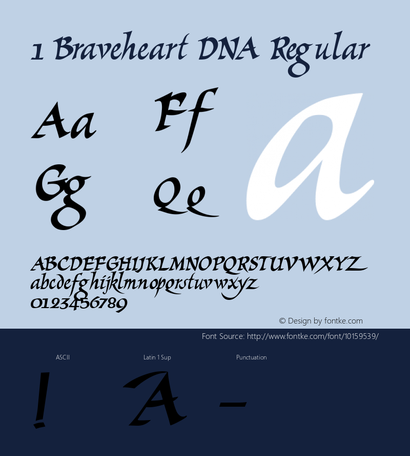 1 Braveheart DNA Regular Macromedia Fontographer 4.1 3/18/00图片样张