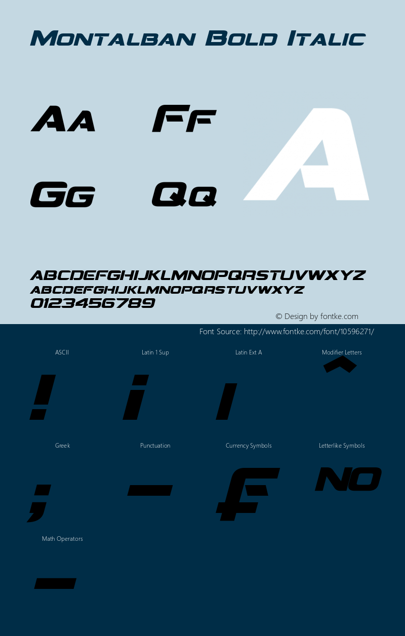 Montalban Bold Italic Version 1.10 September 23, 2014图片样张