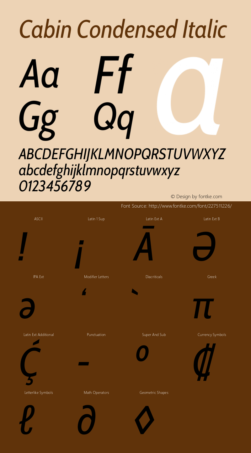 Cabin Condensed Italic Version 3.001图片样张