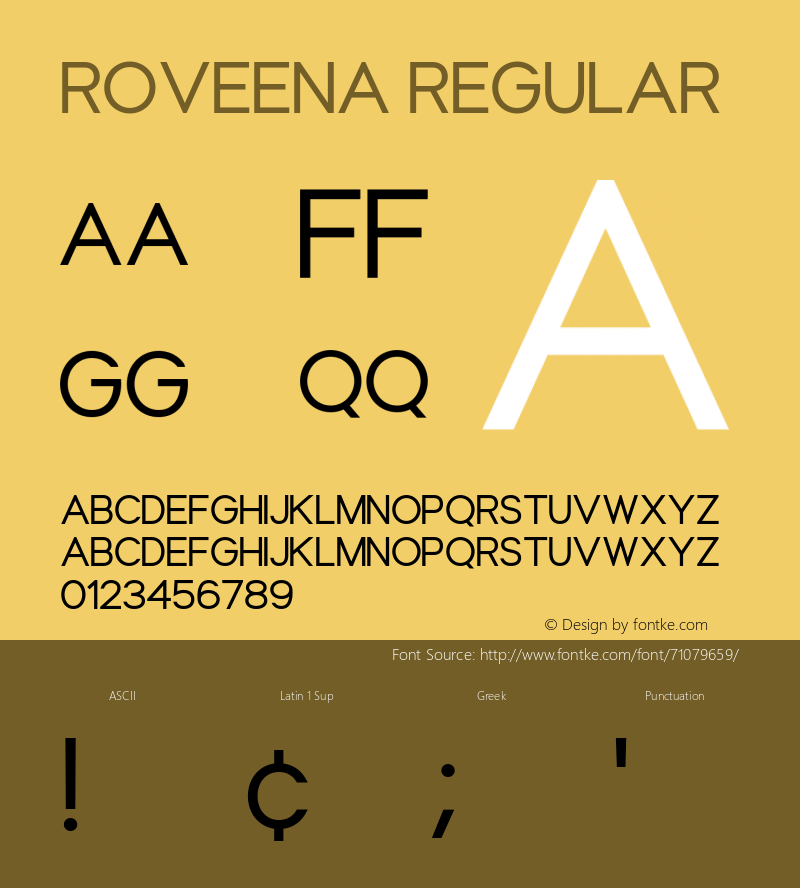 Roveena Version 1.00;May 25, 2020;FontCreator 11.5.0.2422 64-bit图片样张