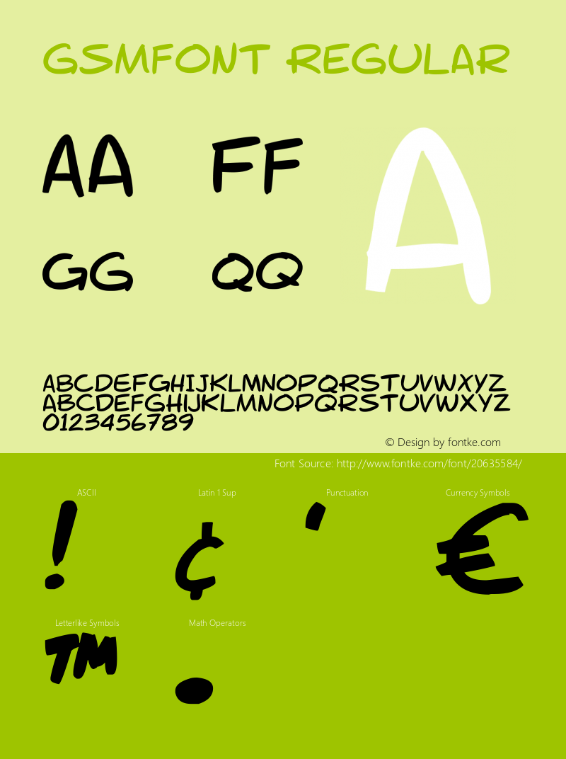 gsmfont Version 1.00 January 6, 2010, initial release, www.yourfonts.com图片样张