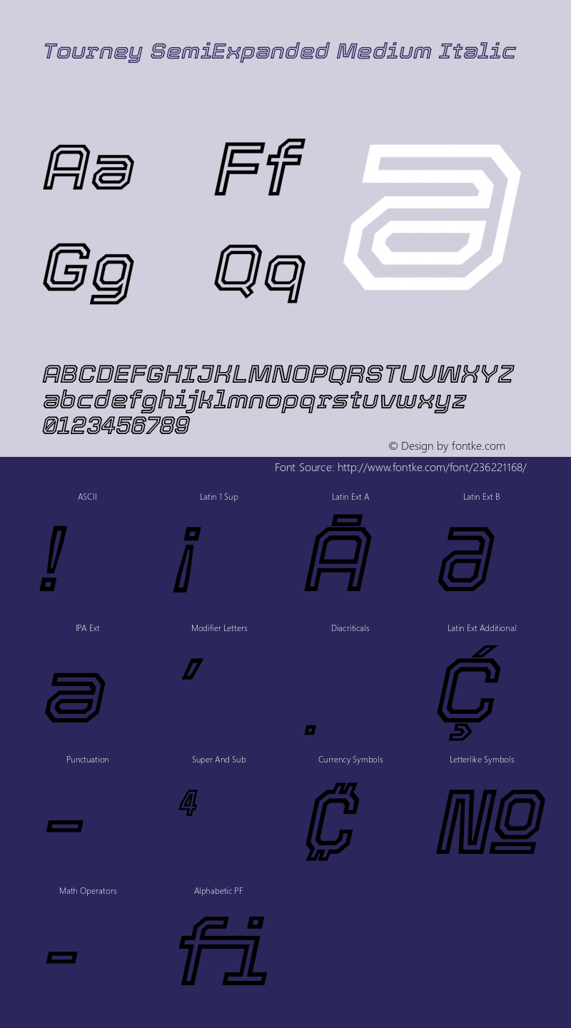 Tourney SemiExpanded Medium Italic Version 1.015图片样张