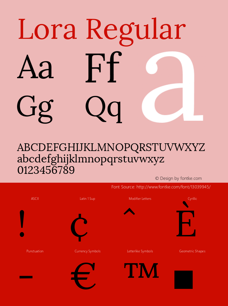 Lora Regular Version 1.014图片样张