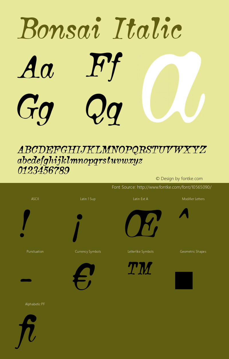 Bonsai Italic Version 2.001图片样张