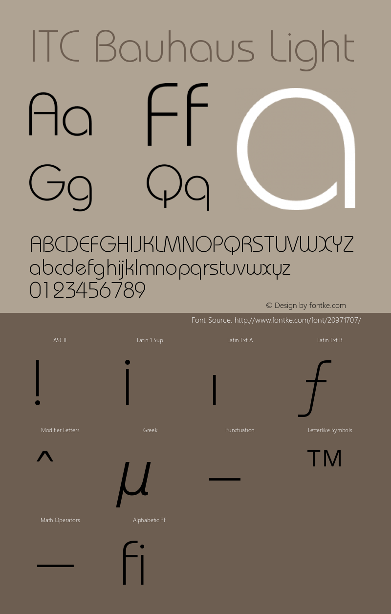 ITC Bauhaus Light Version 003.001图片样张