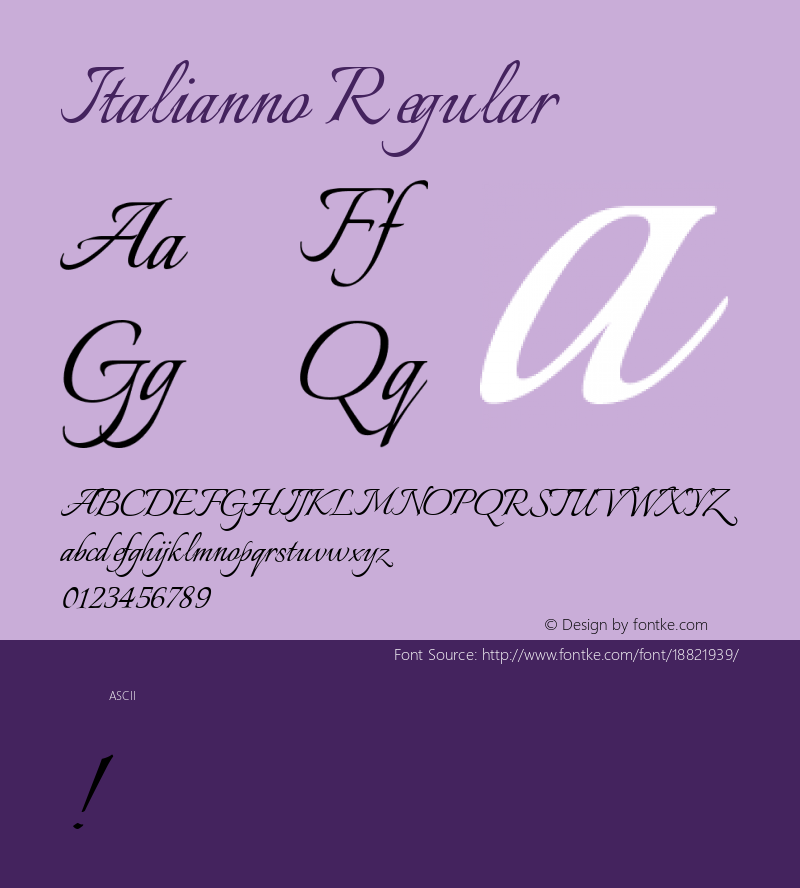 Italianno Regular Version 1.003; ttfautohint (v1.4.1)图片样张