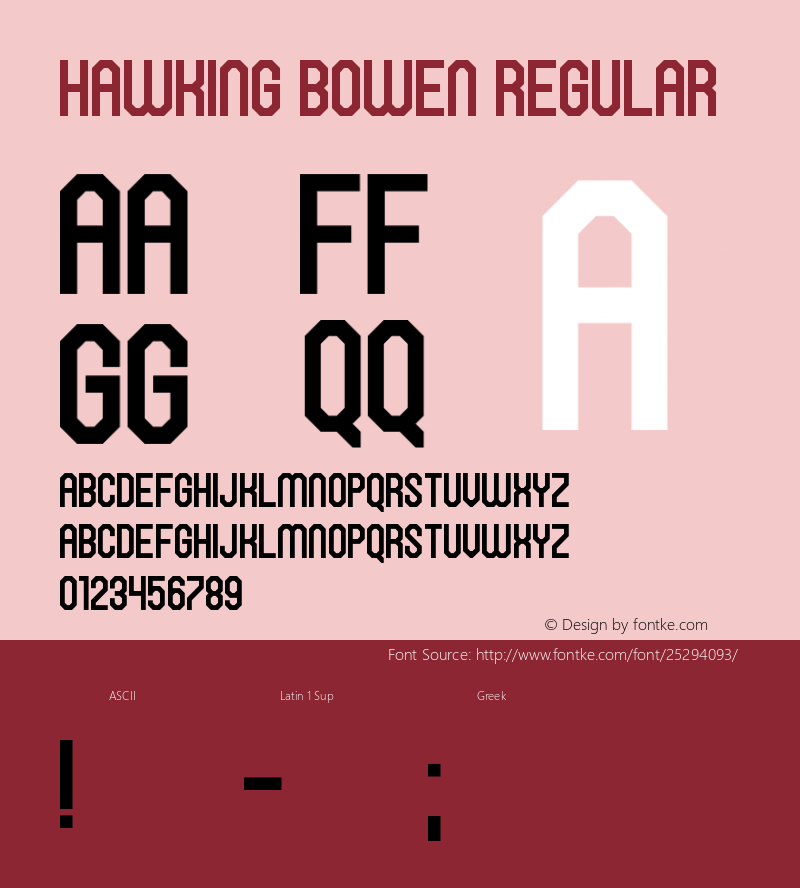 Hawking Bowen Version 1.00;March 14, 2018;FontCreator 11.5.0.2421 64-bit图片样张