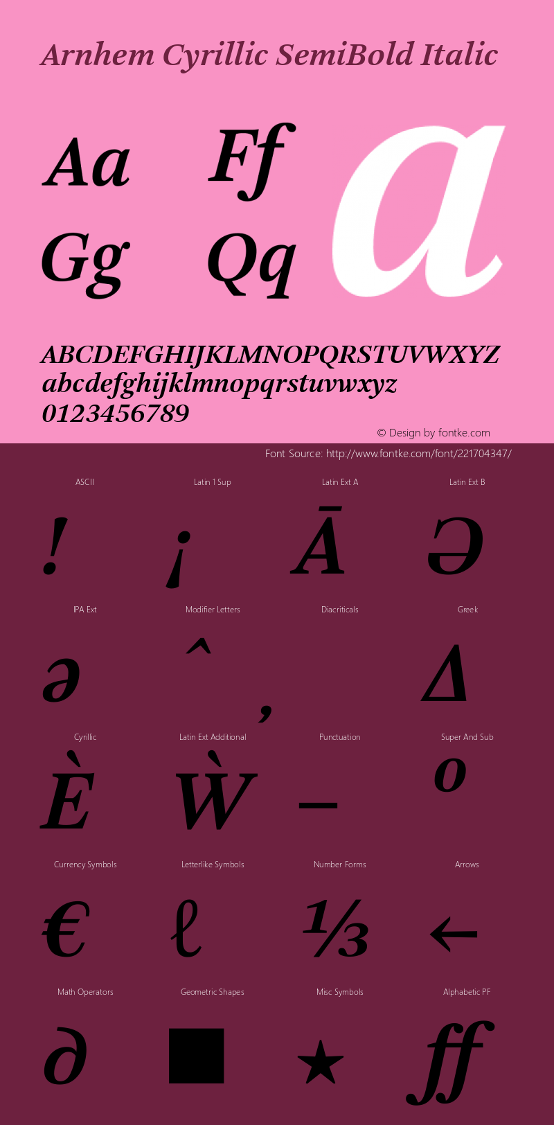Arnhem Cyrillic SemiBold Italic Version 1.001图片样张