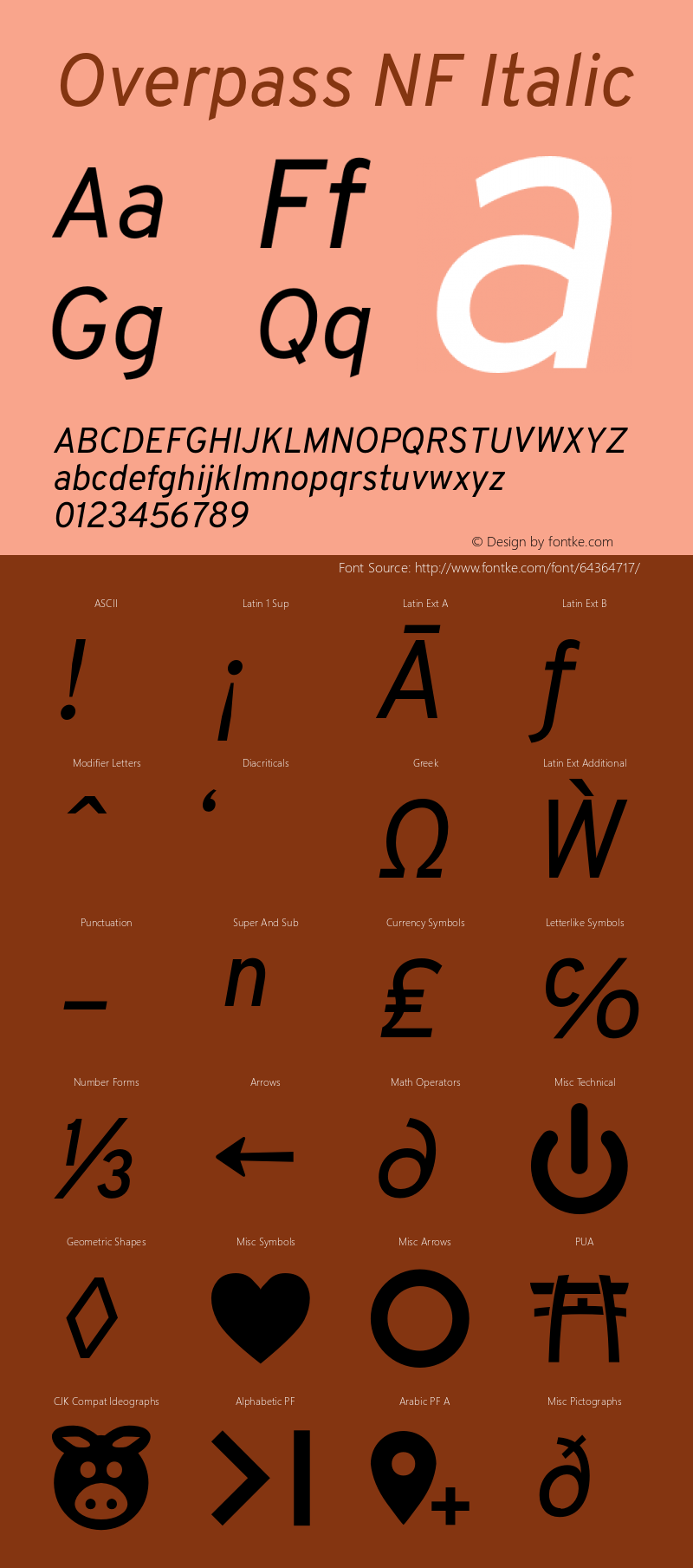 Overpass Italic Nerd Font Complete Mono Windows Compatible Version 3.000;DELV;Overpass图片样张