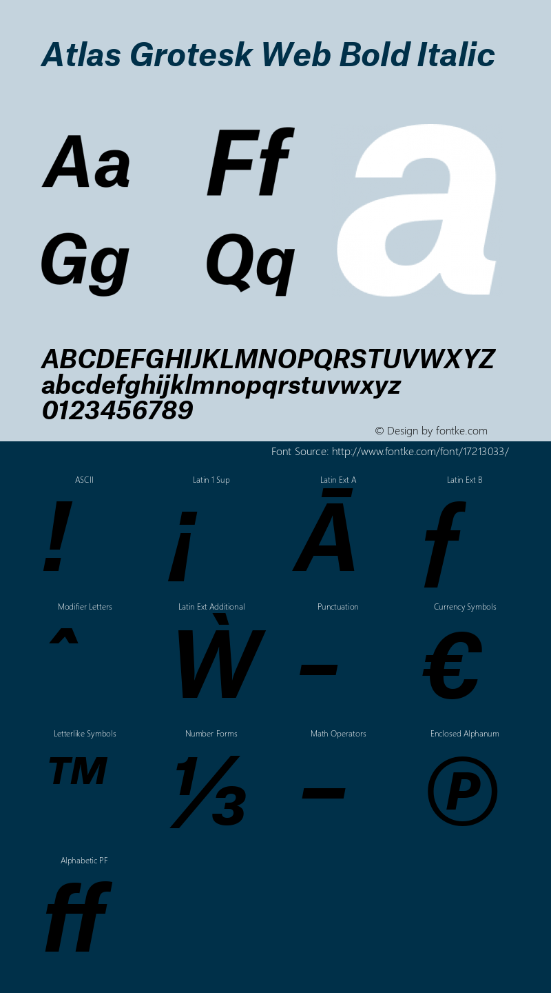 Atlas Grotesk Web Bold Italic Version 1.001 2012图片样张